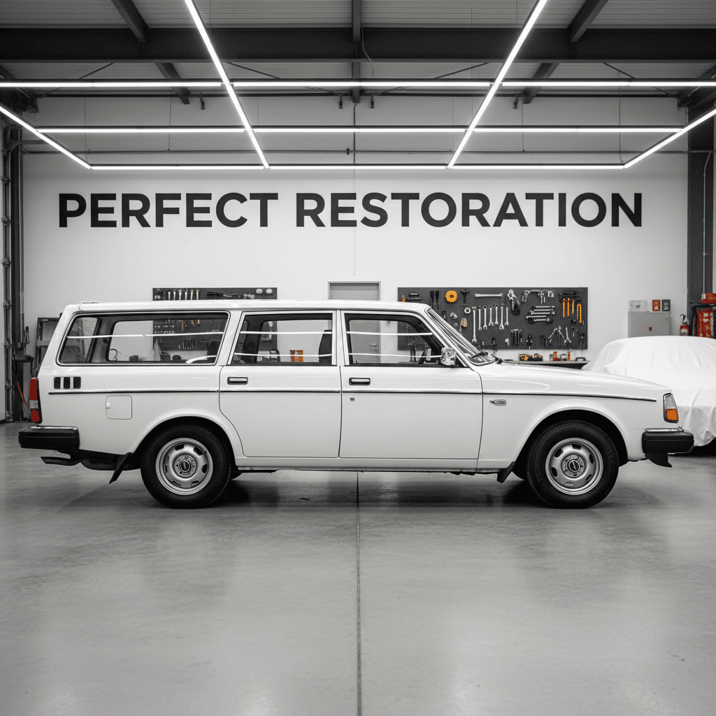White estate car restored and ready