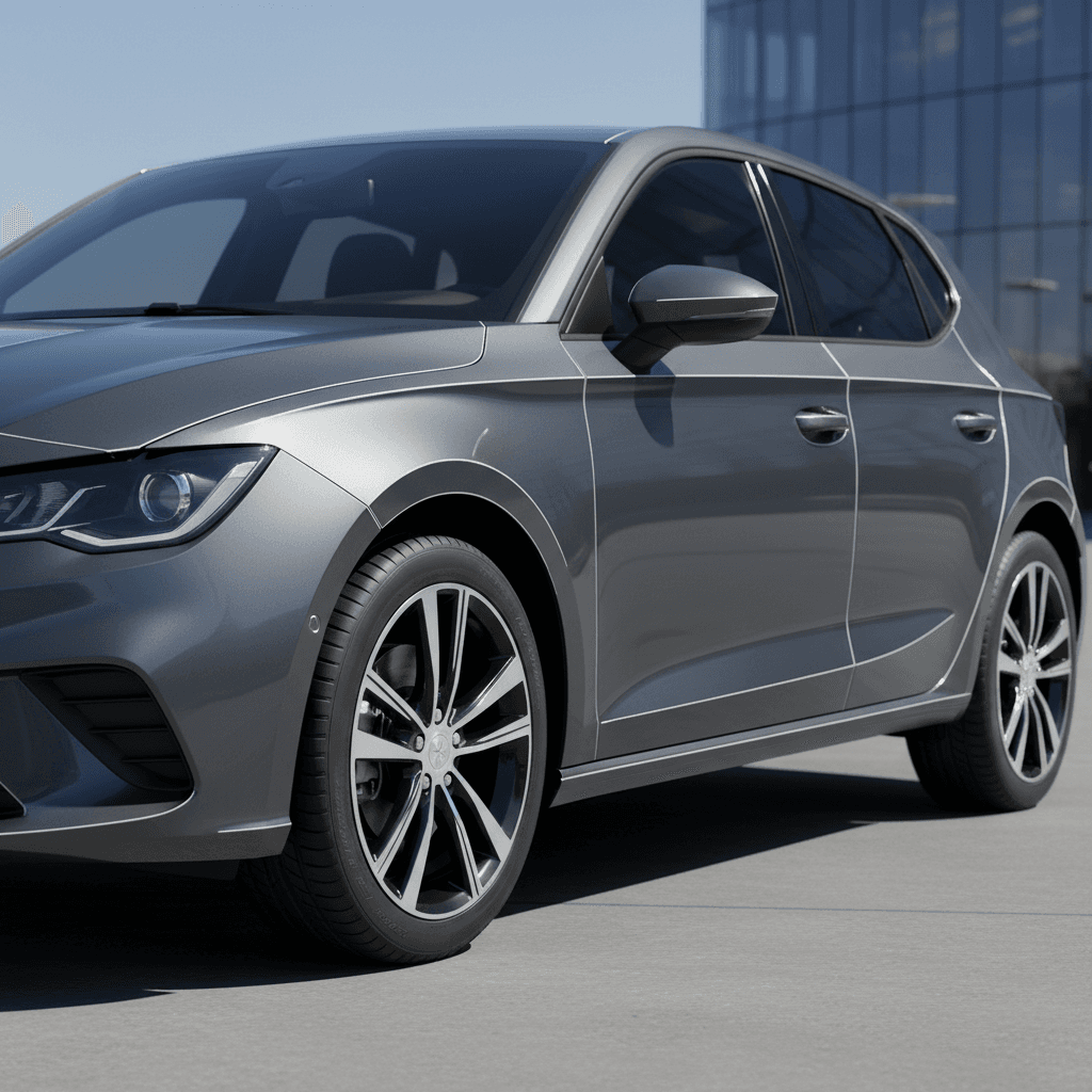 Grey hatchback with precision panel repairs