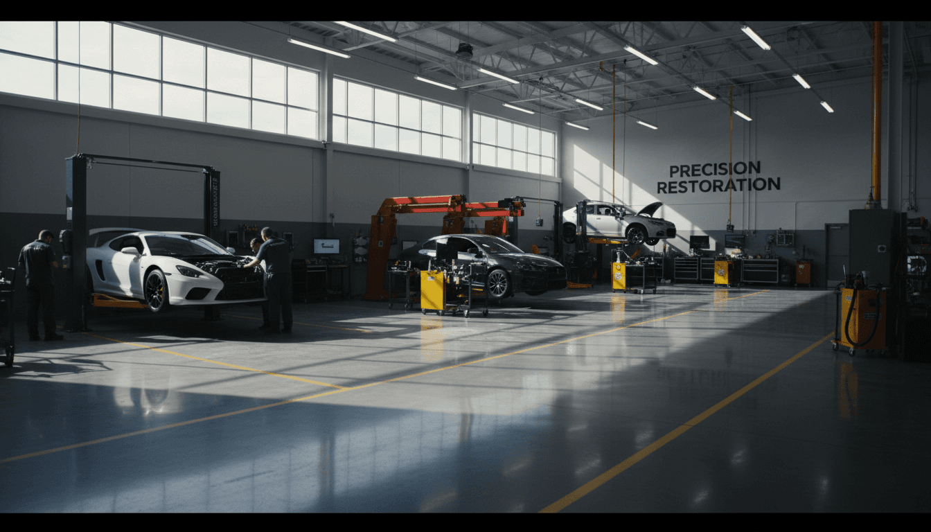 Professional automotive repair workshop setup