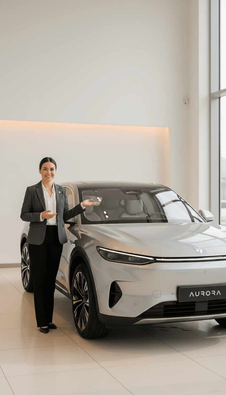 Black SUV in showroom