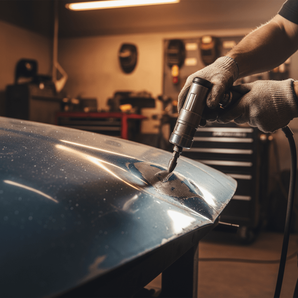 Skilled panel beating work on vehicle bodywork